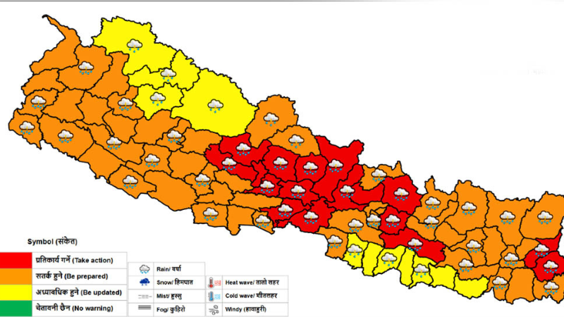 दुई दिन मनसुन थप सक्रिय हुने, अति भारी वर्षाको सम्भावना