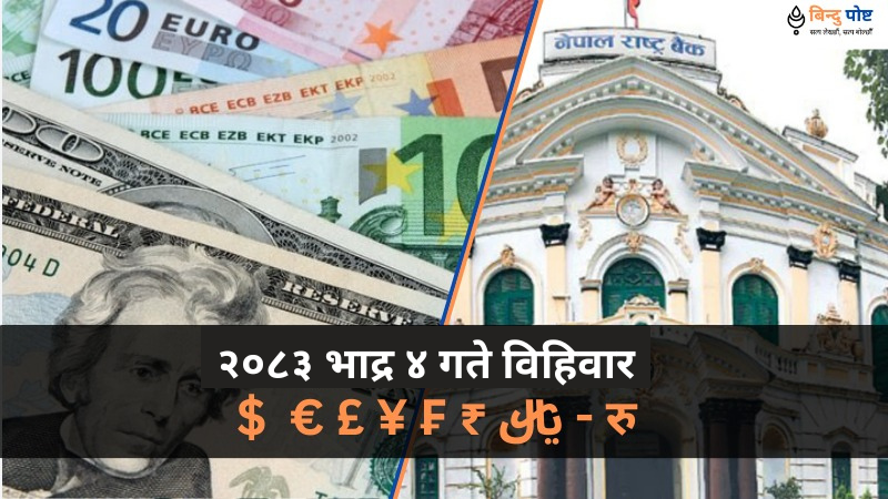 विदेशी मुद्राको सटहीदर: २०८३ भाद्र ०४ विहिवार