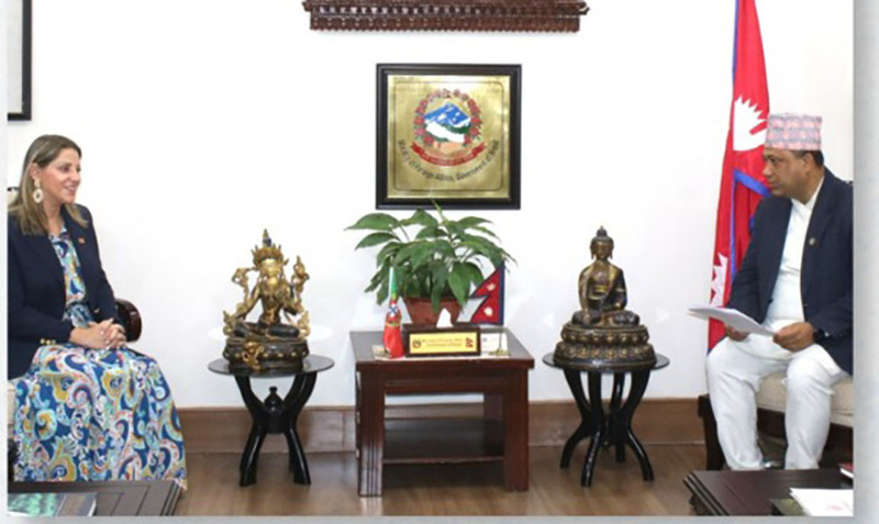 परराष्ट्रमन्त्री खनालसँग नेपाल भ्रमणमा रहेकी पोर्चुगलकी उपविदेशमन्त्री डा. जाभियरको भेटवार्ता