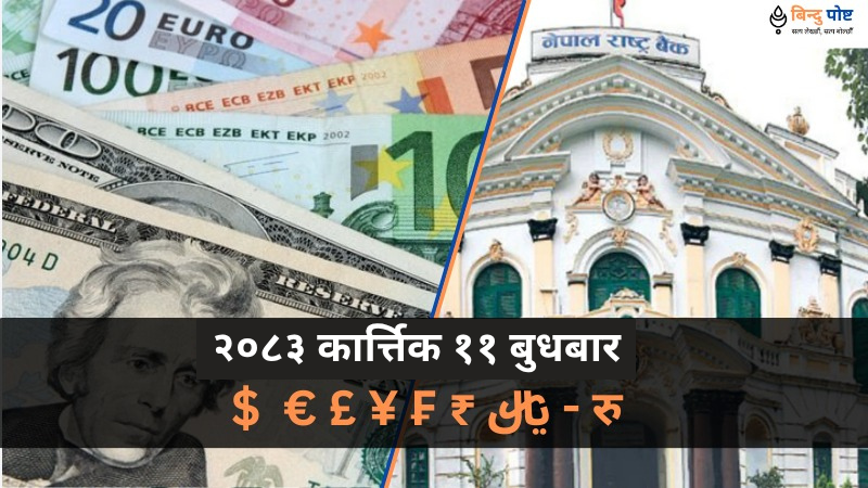 विदेशी मुद्राको सटहीदर: २०८३ कार्त्तिक ११ बुधबार