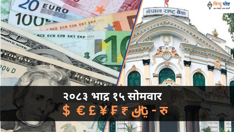 विदेशी मुद्राको सटहीदर: २०८३ भाद्र १५ सोमवार