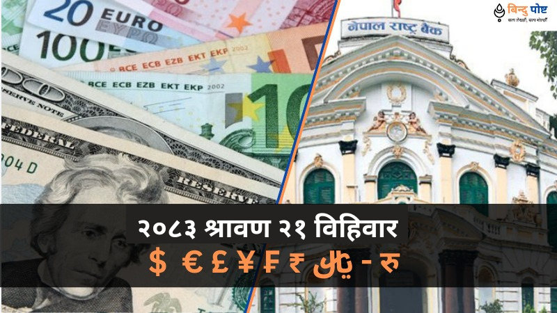 विदेशी मुद्राको सटहीदर: २०८३ श्रावण २१ विहिवार